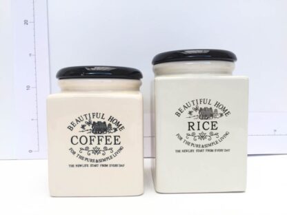 Set tarros beige-negro coffe and rice cocta016