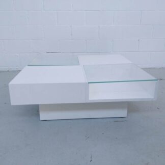 Mesa de centro madera blanca y cristal mesce002