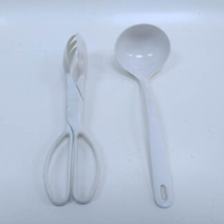 Cucharón y utensilio para ensalada plástico blanco cocut033