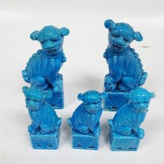 Figuras leones chinos azules