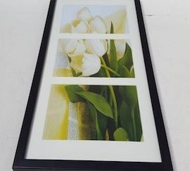 Cuadro flore blanca tríptico 50x25
