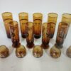 Vaso de tubo ámbar años 60 con decoración rayas doradas - Imagen 3