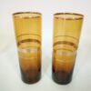 Vaso de tubo ámbar años 60 con decoración rayas doradas - Imagen 2