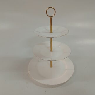 Frutero porcelana blanco y dorado