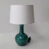 Lámpara mesa bola verde tulipa blanca
