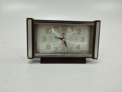 Reloj mesa marrón y plata vintage