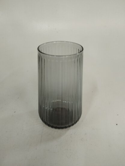 Jarrón cristal acanalado grisaceo