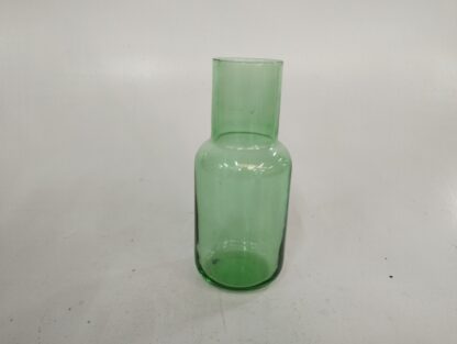 Jarrón cristal verde cuello ancho