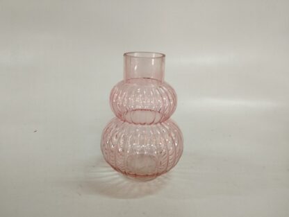 Jarrón cristal rosa dos volúmenes