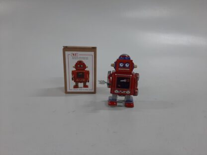 Robot rojo y azul de cuerda