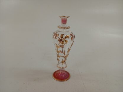 Jarrón cristal rojo y dorado