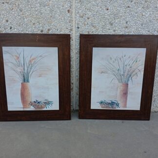Cuadro madera jarrón con flores 59x69cm