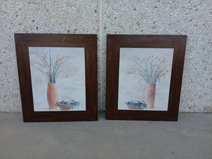 Cuadro madera jarrón con flores 59x69cm