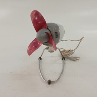 Ventilador vintage de mesa rojo gris y blanco